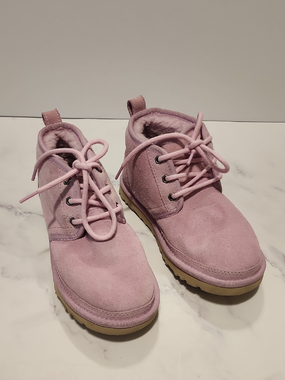 Ugg Pink Suede Lace-Up Boots